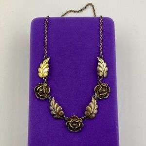 💛 Vintage Gold Plated Floral Rose Necklace | Botanical Romantic Grandmacore